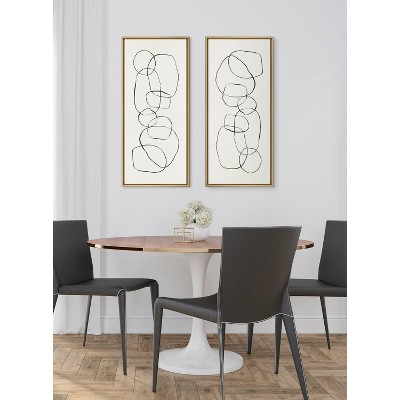 Gold Framed Abstract Dancing Circles Canvas Wall Art