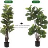 Artificial Fiddle Leaf Fig Tree 3Ft Fake Ficus Lyrata Plant with 72 Leaves Faux Plants in Pot for Indoor Outdoor House Home Office Garden - 3 of 4