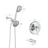 PAGED High Pressure 2 in 1 Dual Shower Head Wall Mounted Shower Faucet Set with Tub Spout, Valve for Bathroom - 2 of 4