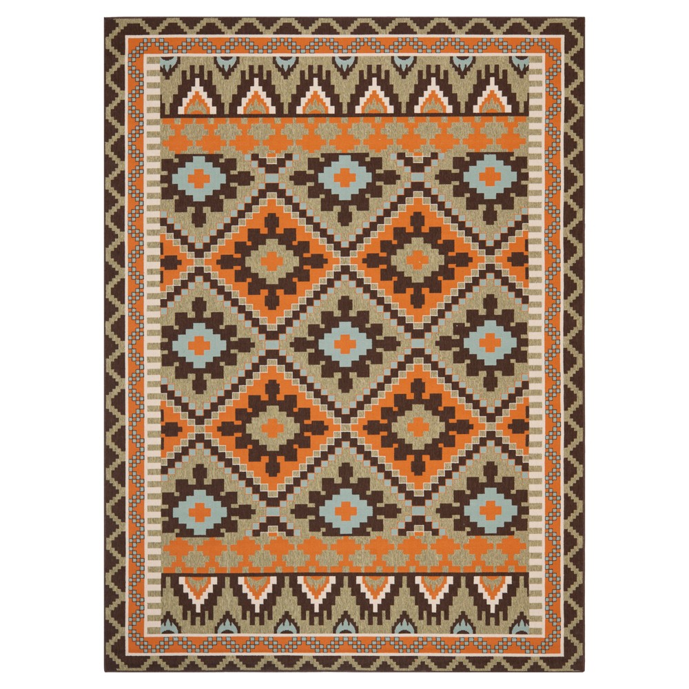 Saleem Indoor/Outdoor Area Rug - Green/Terracotta (8'x11'2in) - Safavieh