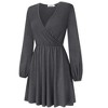Womens Dress Surplice Dress V Neck Dress Smocked Waist Dress Casual Mini Dress Peplum Wasit Dress - 3 of 4