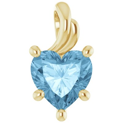 Pompeii3 7mm Blue Topaz Women's Heart Pendant in 14k Gold Necklace 5mm Tall