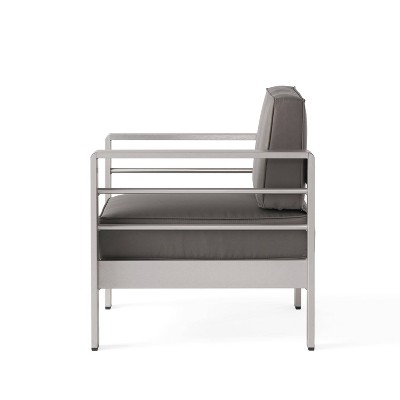 Cape Coral 2pk Aluminum Patio Club Chair - Gray - Christopher Knight Home: Weather-Resistant, Modern Design, 6 of 9