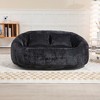 LOVMOR Modern Bean Bag Sofa with 2 Pillows, Oversized Chenille Bean Bag Lazy Sofa, High Back Floor Sofa Lounge Chair, for Gaming Reading Relaxing - 2 of 4