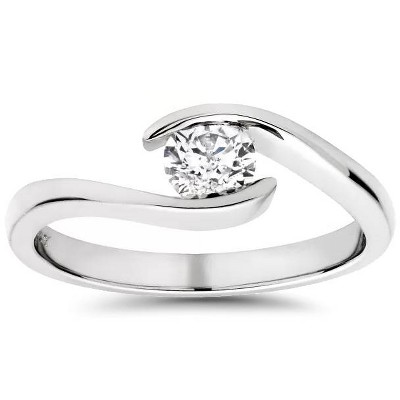 Pompeii3 1/3ct Round Diamond Solitaire Modern Engagement Ring 14K White Gold