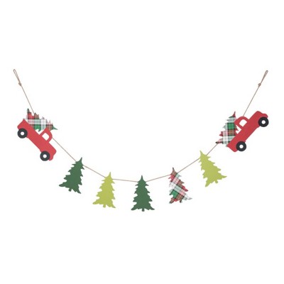 Transpac 75.5 in Multicolor Christmas Tree and Truck Banner Perfect for Holiday Decor Banners and Garlands
