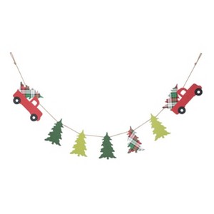 Transpac 75.5 in Multicolor Christmas Tree and Truck Banner Perfect for Holiday Decor Banners and Garlands - 1 of 2