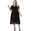 Agnes Orinda Women's Plus Size Lace Faux Wrap V Neck Short Sleeve Flowy Wedding Guest Midi A Line Dresses - 3 of 4