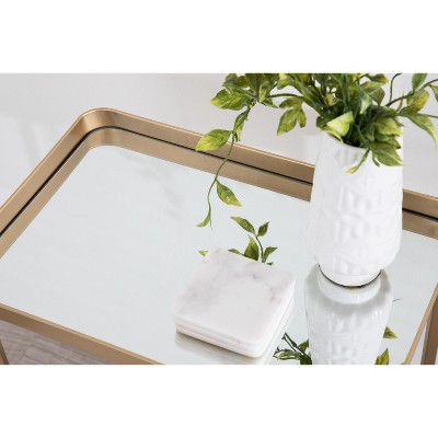 Celia Gold Metal and Mirrored Foldable Accent Table