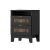 Kumasinova Farmhouse Wood Nightstand with 2 Drawers,Side Table with Metal Handles,Night Stand with Strip Stickers Decoration,Bedside Table for Bedroom - 4 of 4
