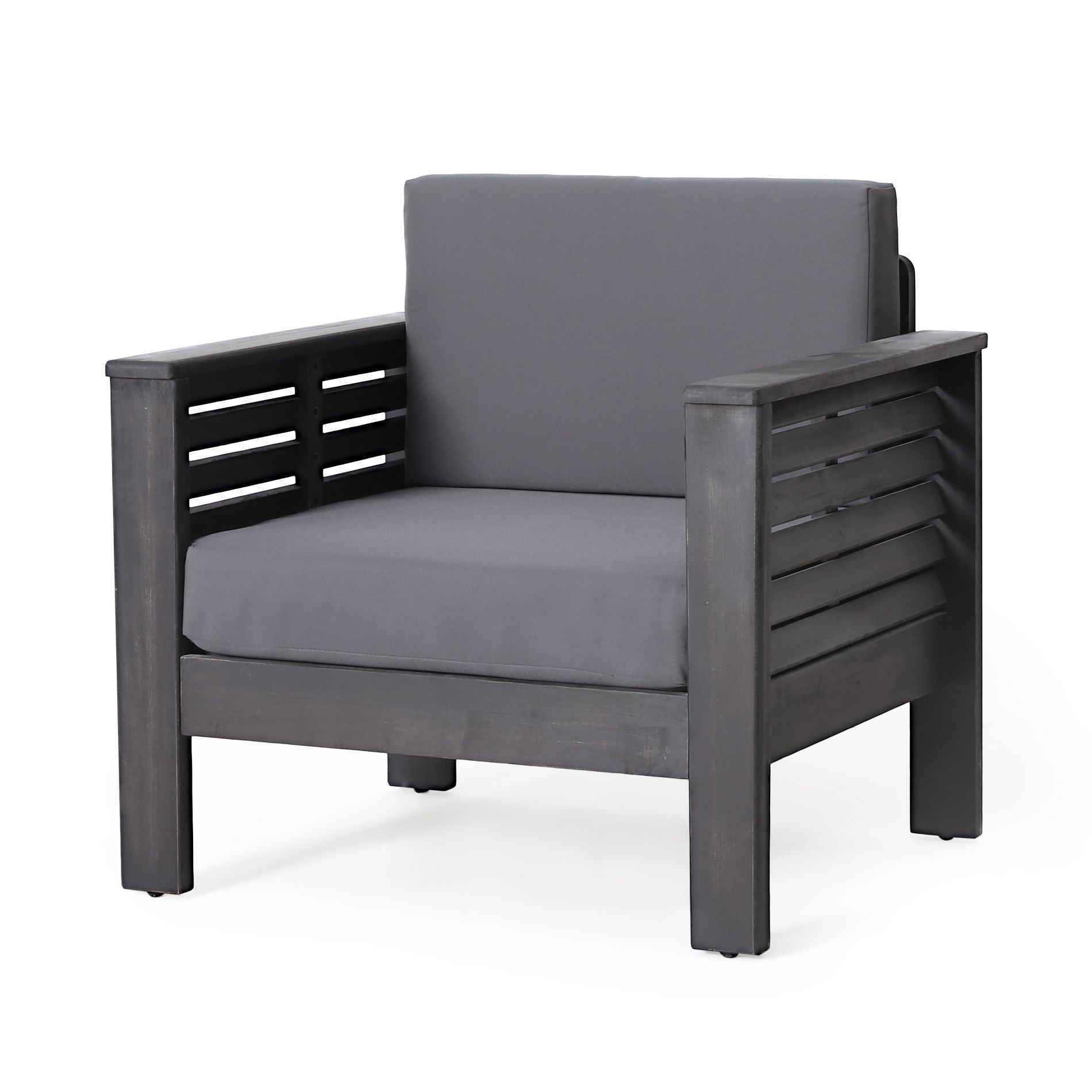 Dexmalle Patio Acacia Wood Club Chairs,Black