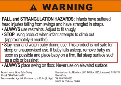Nova Motorized Baby Swing tag