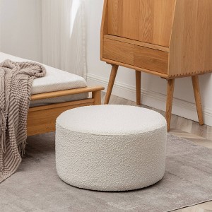 Kinwell 24" Pouf Ottoman White - 1 of 4