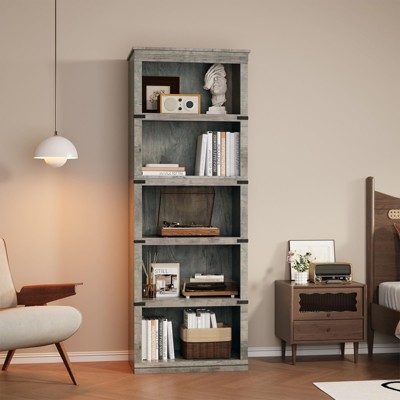 3/4/5 Tier Book Shelf, Farmhouse Book Case, Tall Shelf with Storage, Wooden Bookshelves for Living Room, Home Office