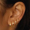 3Pairs 925 Sterling Silver, 14K Gold Plated Small Huggie Hoop Earrings Sets for Multiple Piercing CZ Cartilage Earrings Stacks - 3 of 4