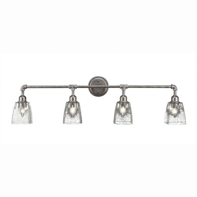 Toltec Lighting Vintage 4 - Light Vanity in  Aged Silver with 4.5" Square Clear Bubble Shade