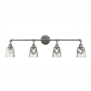 Toltec Lighting Vintage 4 - Light Vanity in  Aged Silver with 4.5" Square Clear Bubble Shade - 1 of 1
