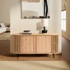 LuxenHome 58'' Wide Strips Light Oak Finish Engineered Wood Sideboard Buffet Cabinet with 2-Door, Mid-Centery Modern Cabinet with Curved - 3 of 4