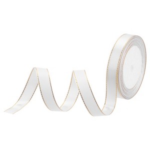 Unique Bargains Double Face Wide Satin Ribbon with Gold Edges for Wedding Bouquet - 1 of 4