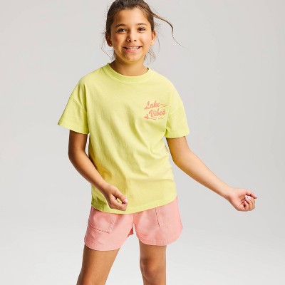 Детские Cat & Jack Girls' Short Sleeve Oversized 'Lake Vibes' Graphic T-Shirt - Cat & Jack™ Yellow M — фото 3