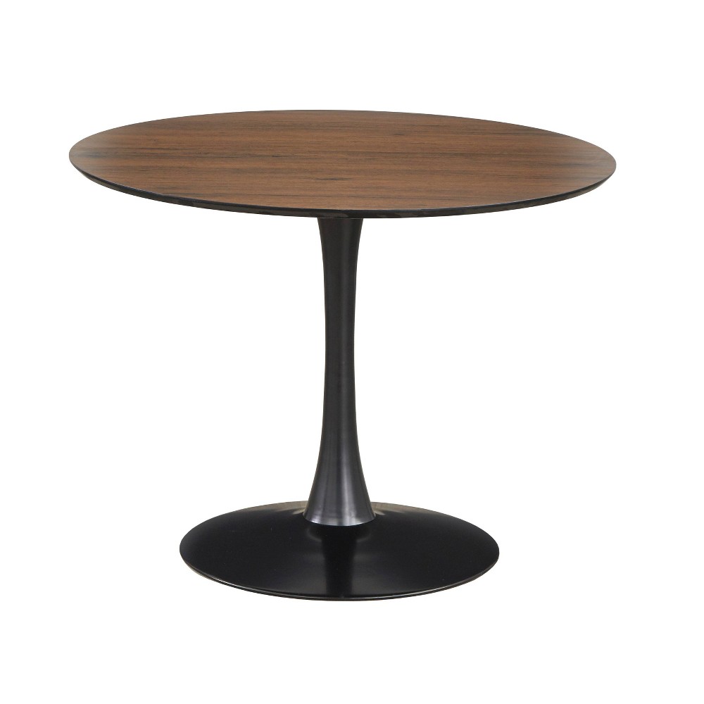 Photos - Garden & Outdoor Decoration angelo:HOME Kavitt Round Dining Table Walnut: Modern 4-Seater Pedestal Base, MDF Top, Metal Frame Brown