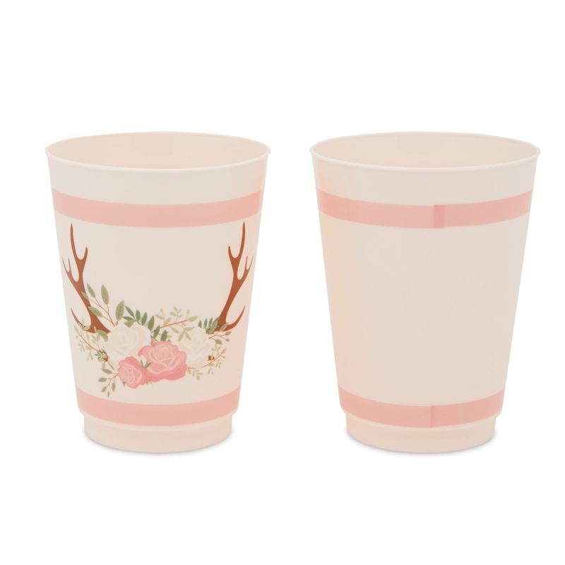 Sparkle and Bash 16 Pack Pink Plastic Floral Tumbler Cups for Oh Deer Girl Baby Shower (16 oz), 4 of 7