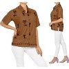 LA LEELA Women's Casual Solid Short Sleeve Blouse Shirt TShirts Button Up Dress Tops Tee Shirts Hawaiian Blouses for Women - 2 of 4