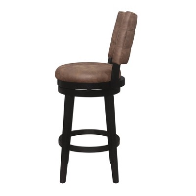 Chestnut Brown Faux Leather & Black Rubberwood Swivel Barstool