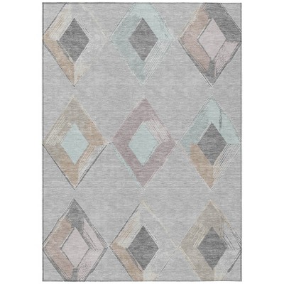 Gray Beige And Taupe Geometric Washable Indoor Outdoor Area Rug