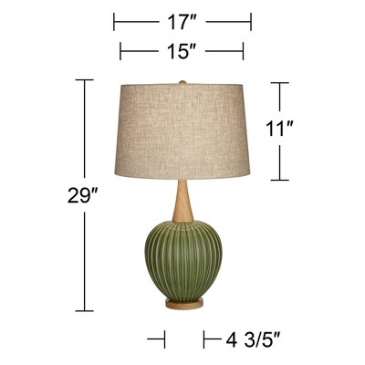 Sevilla Green Ceramic Table Lamp with Oatmeal Shade