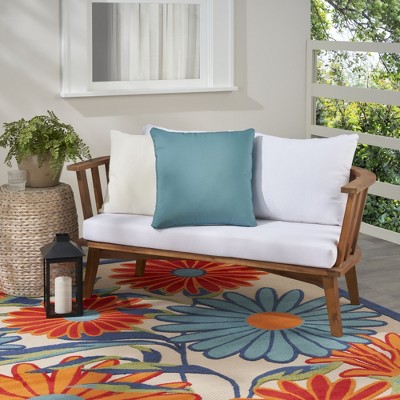 Turquoise Reversible 20" Square Indoor Outdoor Throw Pillow
