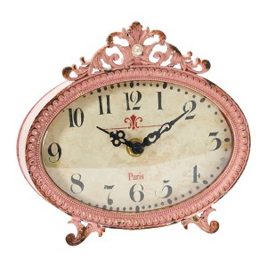 Storied Home Distressed Pewter Mantel Clock, Pink - 1 of 4