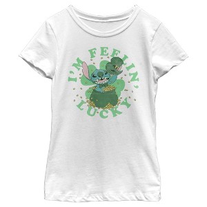 Girl's Lilo & Stitch I'm Feeling Lucky T-Shirt - 1 of 4