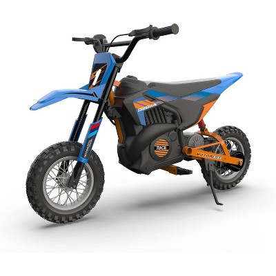 Green 36V Ride On Dirt Bike For Kids With Led Headlight Leather Seat Disc Brakes Air Filled Tires Max Load 175 Lbs Max Speed 15 Point Five Miles Per