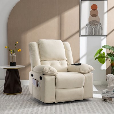 Power Lift Chair for Elderly with Adjustable Massage and Heating Function, Recliner with Infinite Position and Side Pocket, 4W-ModernLuxe