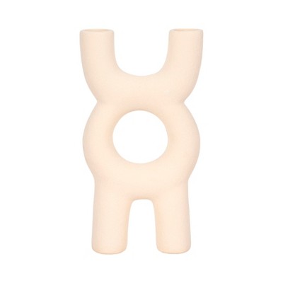 Decorative Object Ceramic Sculptural Modern Glam Design for Home, Office, Bedroom, and Living Room Decor - 15" Ivory