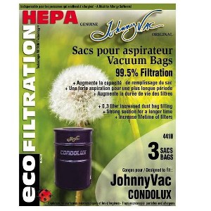 Johnny Vac Condolux Eco Filtration Central Vacuum HEPA Bags 3 Pack 441H - 1 of 2