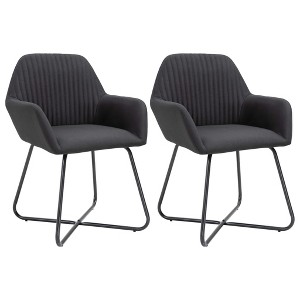 vidaXL Dining Chairs 2 pcs Black Fabric - 1 of 4