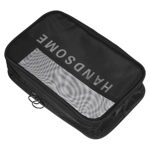 Unique Bargains Nylon Mesh Zipper Portable Travel Home Storage Makeup Bags - 1 of 3