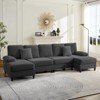 Mjkone 112" U Shaped Sectional Couches, Corduroy Sectional Sofa with Double Chaises and Sleepable Armrests, Large 4 Seater Sofa - 2 of 4