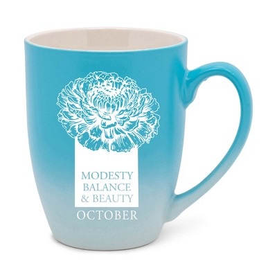 Elanze Designs Modesty Balance And Beauty Two Toned Ombre Matte Teal and White 12 ounce Ceramic Stoneware Coffee Cup Mug