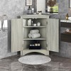 MAYEERTY White Triangle Bathroom Cabinet Adjustable Shelves Freestanding Floor Cabinet - 4 of 4