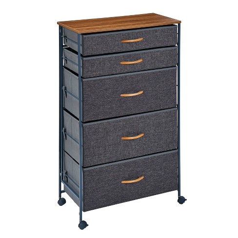 Dresser for Bedroom Storage Drawers Fabric Storage Tower with 5 Drawers,  Chest of Drawers with Fabric Bins