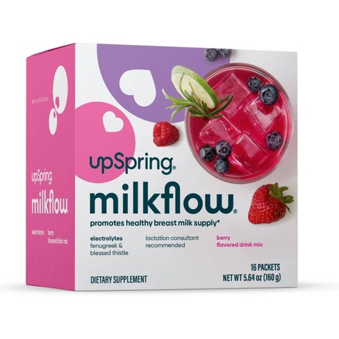 Upspring Milkflow Fenugreek + Blessed Thistle Berry Drink Mix Lactation Supplement - 16ct - Formulated with Electrolytes - image 1 of 4
