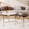 Modern Round Nesting Coffee Table Set 2-Piece Black & White Sintered Stone Top Gold Base in 23.6''&17.7'' - 2 of 4