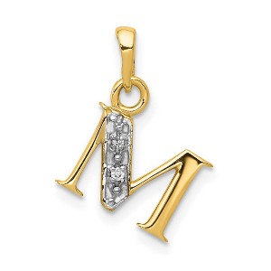 Black Bow Jewelry The Chloe Mini Diamond Accent initial M Pendant in 14k Yellow Gold - 1 of 4