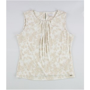 Calvin Klein Womens Printed Pleat Neck Sleeveless Tank Top - 1 of 2