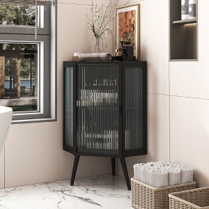 NicBex Bathroom Storage Cabinet,Coner Cabinet with Tempered Glass Door & Storage Shelves for Bathroom - 1 of 4