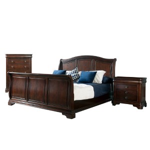 3pc King Conley Sleigh Bedroom Set Cherry - Picket House Furnishings, Red