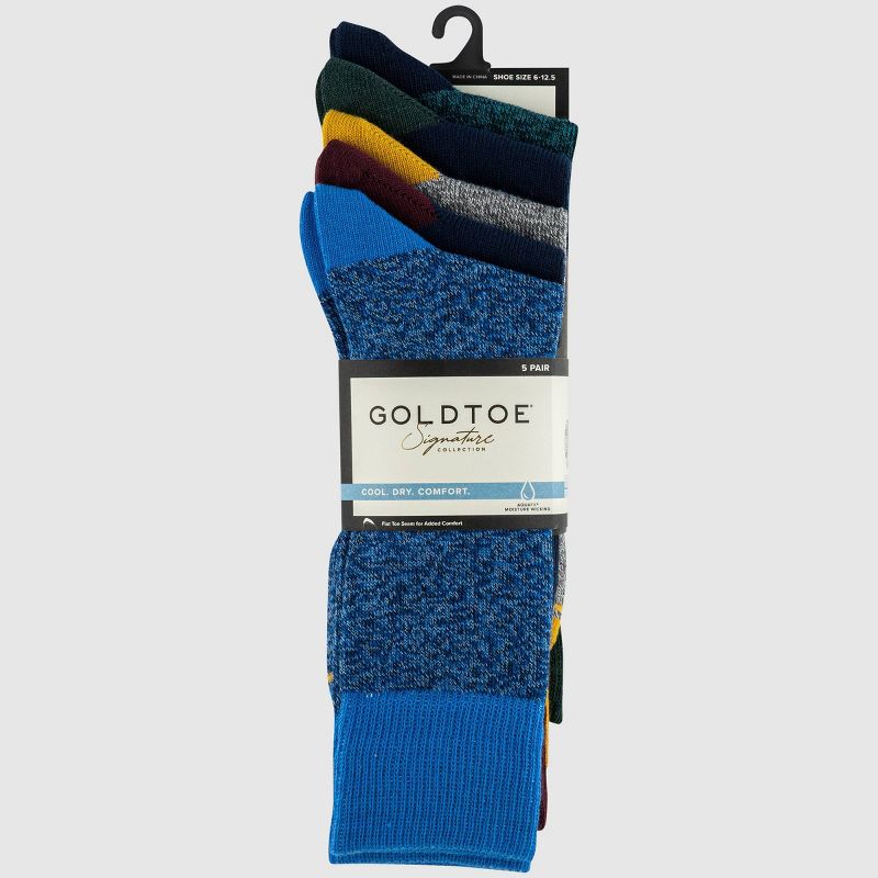 Signature Gold by GOLDTOE Men&#39;s Melange Crew Socks 5pk - Royal Blue/Navy Blue 6-12.5, 2 of 4